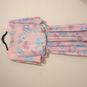 Vintage 80's Pellini Pink Floral Secretary Dress Size 13/14